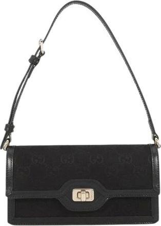 Gucci Pre-owned Shoulder Bags, female, Black, Size: ONE SIZE Pre-owned Canvas Shoulder Bag