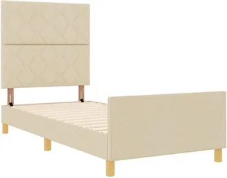 vidaXL vidaXL Bed Frame in Cream, 100x200 cm, made of Fabric