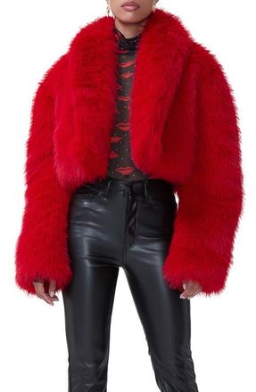 AFRM Stephanie Faux Fur Jacket in Barbados Cherry at Nordstrom, Size X-Small