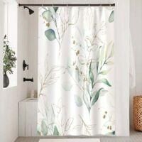 OEM Cortina De Ducha De 120 X 180 Cm, Con Estampado De Eucalipto, Hojas Verdes Y Plantas, Antimoho, De Poli&eacute;ster Impermeable, Con Gancho Para El Ba&ntilde;o - Cr