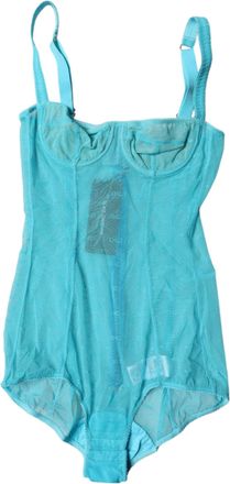 Dolce & Gabbana Womens Blue Tulle Balconette Bra Bodysuit Underwear Nylon Elastane Clothing