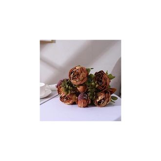 OEM Flores Artificiales De Peon&iacute;a Vintage De Seda Para Bodas Y Decoraci&oacute;n Del Hogar, 1 Ramo (color Caf&eacute;)