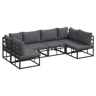 Berkfield Home Garden Sofa Set with Cushion with Pillow 6 pcs Black Aluminium