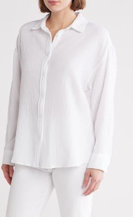 Joe's Gauze Boyfriend Button-Up Shirt in White at Nordstrom Rack, Size Large