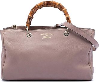 Gucci Pre-owned Gucci Medium Calfskin Bamboo Shopper Satchel Ladies E25GFQUQI95CSF31