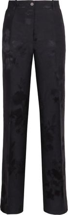 P.A.R.O.S.H. Bloemenprint Linnen Broek - Dames - Straight fit broeken - Blauw - L - Linnen - Broeken