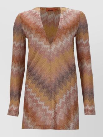 Missoni v neck chevron knit long sleeve dress