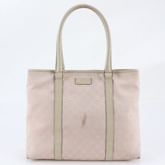 Gucci Pink Leather Canvas Handbag Shoulder Bag Tote Bag (Pre-Owned)