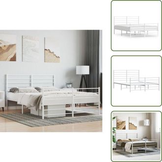 vidaXL The Living Store Giroletto con Testiera e Pediera Metallo Bianco 160x200 cm - Letto con testiera e pediera