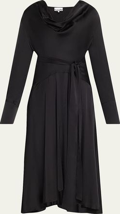 Ganni Long-Sleeve Stretch Satin Dress