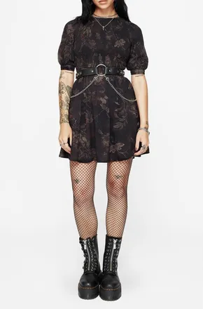 Disturbia Ashmire Woodland Moth Mini Dress in Black at Nordstrom, Size 10