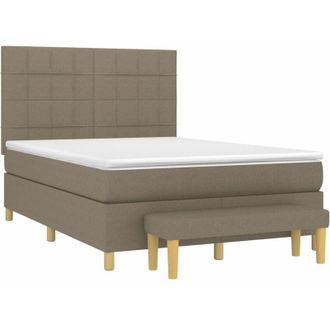 vidaXL Cama Box Spring Con Colch&oacute;n Tela Gris Taupe 140x200 Cm Vidaxl