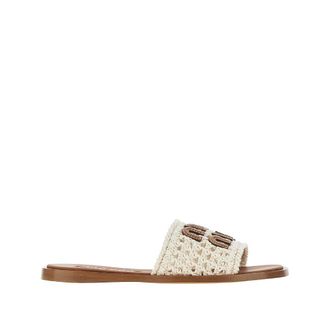 Miu Miu Crochet cotton slides with logo Woman 37