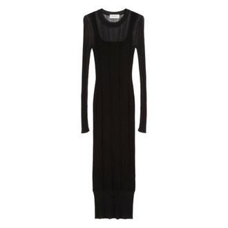 Sportmax Sportmax, Midi Dresses, female, Black, Size: S Short-sleeved stretch viscose dress