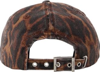 Ganni B3020268-ZZB Leopard-Print Denim Baseball Cap - Brown