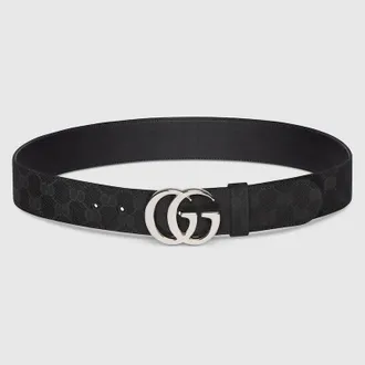 Gucci Flat Marmont Belt, Size Gucci 100, Black, GG Canvas