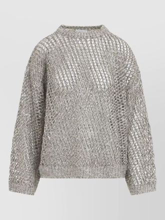 Brunello Cucinelli fish net sweater sequin metallic knit