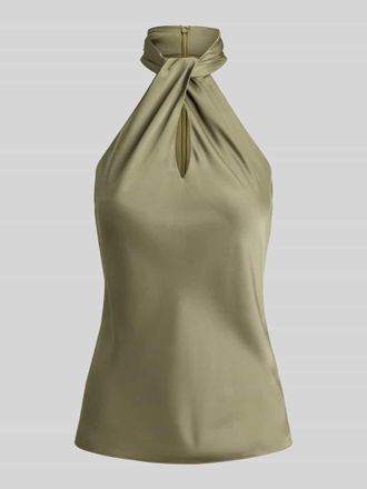 Lauren Ralph Lauren Slim Fit Top mit Neckholder-Ausschnitt in Khaki, Gr&ouml;&szlig;e 38