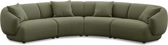 Castlery Auburn Curve L-Shape Sectional Sofa Customized, Moss Performance Fleece, Spill Resistant, Modular for Castlery