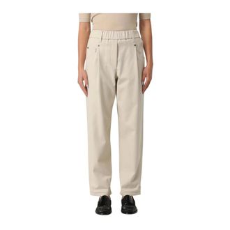 Brunello Cucinelli Straight Trousers, female, White, S, Pleated Trousers