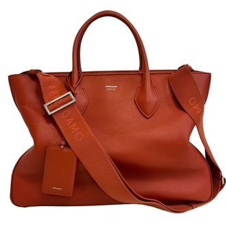 Ferragamo Orange Leather Handbag Tote Bag (Pre-Owned)