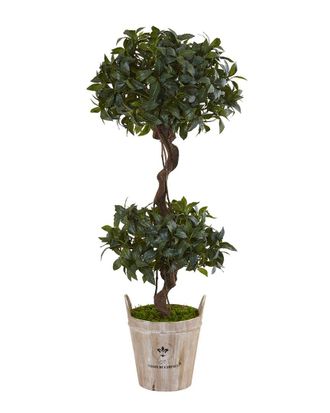 Nearly Natural 4.5Ft Sweet Bay Artificial Tree In Farmhouse Planter