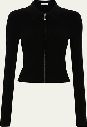Victoria Beckham Zipped Rib Polo Top