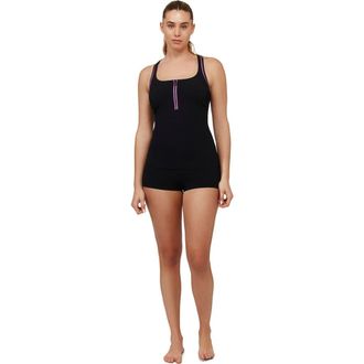 Free Sport By Gottex Duke Scoop Neck Tankini Top in Black-Purple at Nordstrom, Size 36
