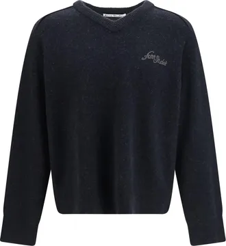 Acne Studios V-Neck Camel Hair Sweater - Black