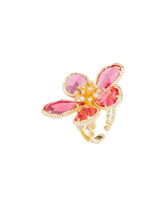 Eyecandy LA Eye Candy La Luxe Collection Kobal Cz Crystal Flower Adjustable Ring