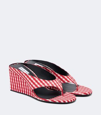 Alaia Ala&iuml;a Cube gingham wedge thong sandals