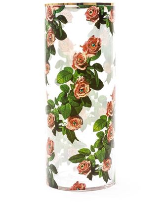 Seletti floral-print glass vase (20cmx50cm) - unisex - glass - One Size - Neutrals