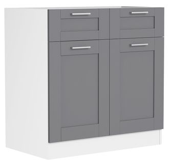 ebuy24 Gabinete De Cocina Vcm Dimensiones Aprox. Al. 82 X An. 80 X. T. 46 Cm Gabinete Inferior Con Dos Puertas Giratorias Y Dos Cajones En Estilo Casa De Cam