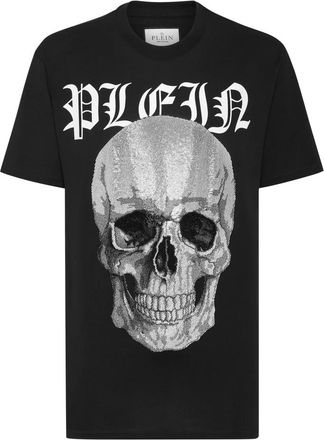 Philipp Plein T-shirt Ronde Hals SS met Kristallen Schedel - Heren - T-shirts - Zwart - 3XL - Katoen - Tops