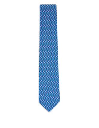 Ferragamo patterned silk tie - men - Silk - One Size - Blue