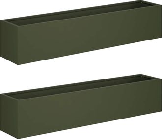 vidaXL Macetero De Jard&iacute;n 2 Uds. Verde Oliva 100 X 20 X 20 Cm Vidaxl