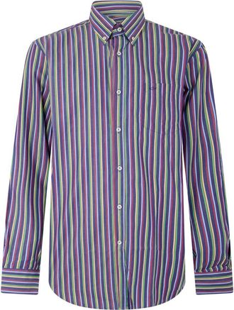 Paul & Shark Katoenen Gestreept Shirt - Heren - Casual Overhemden - Veelkleurig - 5XL - Katoen - Overhemden