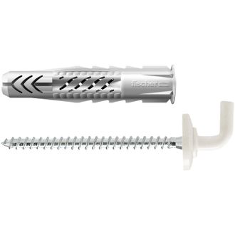 Fischer 25x Taco Universal Ux 8x50 Wh N Con Borde Y Gancho Angular Recubierto De Nylon - 94413