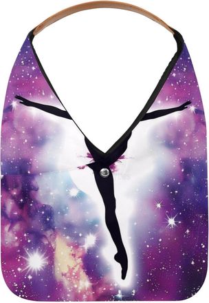 Generic Cosmic Galaxy Ballet Dancer Silhouette Reusable Lightweight Grocery Bags - Foldable Into Compact Pouch, Washable & Sturdy, Multipurpose for Shopping a