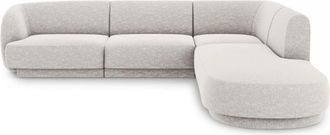 BLOOMINGLOFT 6-Sitzer Design Ecksofa Miley - Chenille Hellgrau