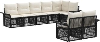 vidaXL Conjunto De Sof&aacute;s De Jard&iacute;n 8 Uds. Negro Rat&aacute;n Sint&eacute;tico Vidaxl