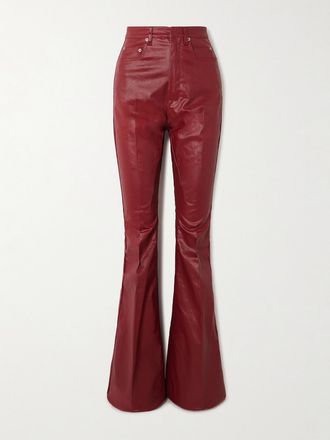 Rick Owens Pantaloni Svasati In Misto Cotone Spalmato Bolan - Rosso
