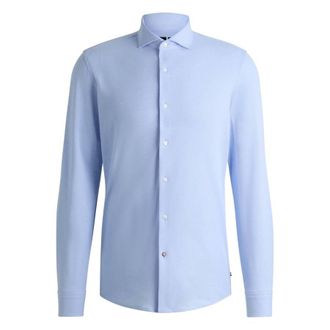 HUGO BOSS Slim-Fit Shirt In Cotton-Pique Jersey, Brand Size 40 ( Neck Size 15.75 )