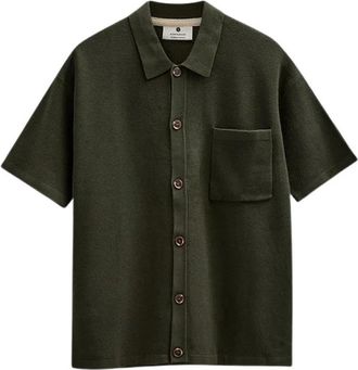 Anerkjendt Akvilhelm needle rib ss knit forest night 902192 - Heren - Korte mouwen Overhemden - Groen - L - Overhemden