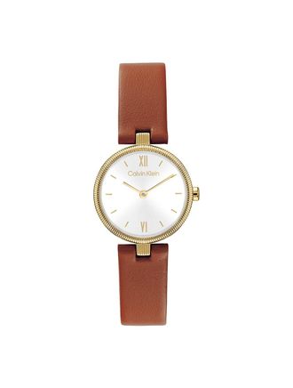 Calvin Klein Womens Textured Bezel Shimmer Dial Watch - White - OS