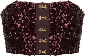 Elisabetta Franchi Sequin Sleeveless Top - Dames - Tops zonder mouwen - Bruin - XL - Polyester - Tops