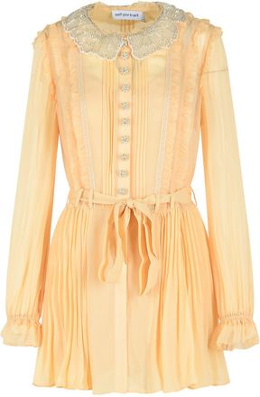 Self Portrait Selbstportr&auml;t-Minikleid aus cremefarbener Viskose