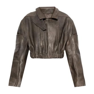 Rick Owens Korte Leren Jas - Dames - Jassen - Bruin - Maat: S Leer