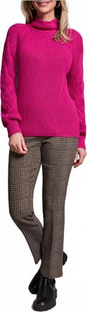 Tribal Long Sleeve Cable Mock Neck Sweater In Pink Flambe