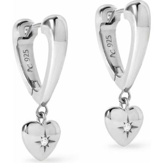 Astley Clarke Gold Biography Heart Hoop Drop Earrings in Silver at Nordstrom